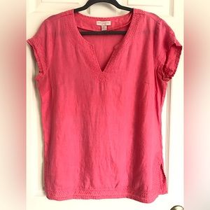 Saint Tropez West 100% Linen Pink Top (M)